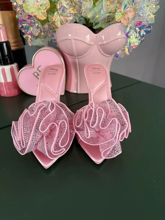 ALDO x Disney Aurora Pink Satin Ruffle Heels - Picture 5 of 5